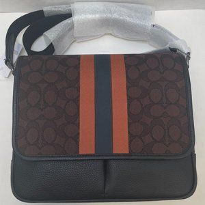 COPY - Coach Thompson Small Map Bag In Signature Jacquard With Stripe - Mahogan…